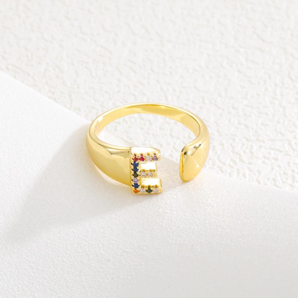 Модное красочное циркониевое алфавитное регулируемое ретро-кольцо