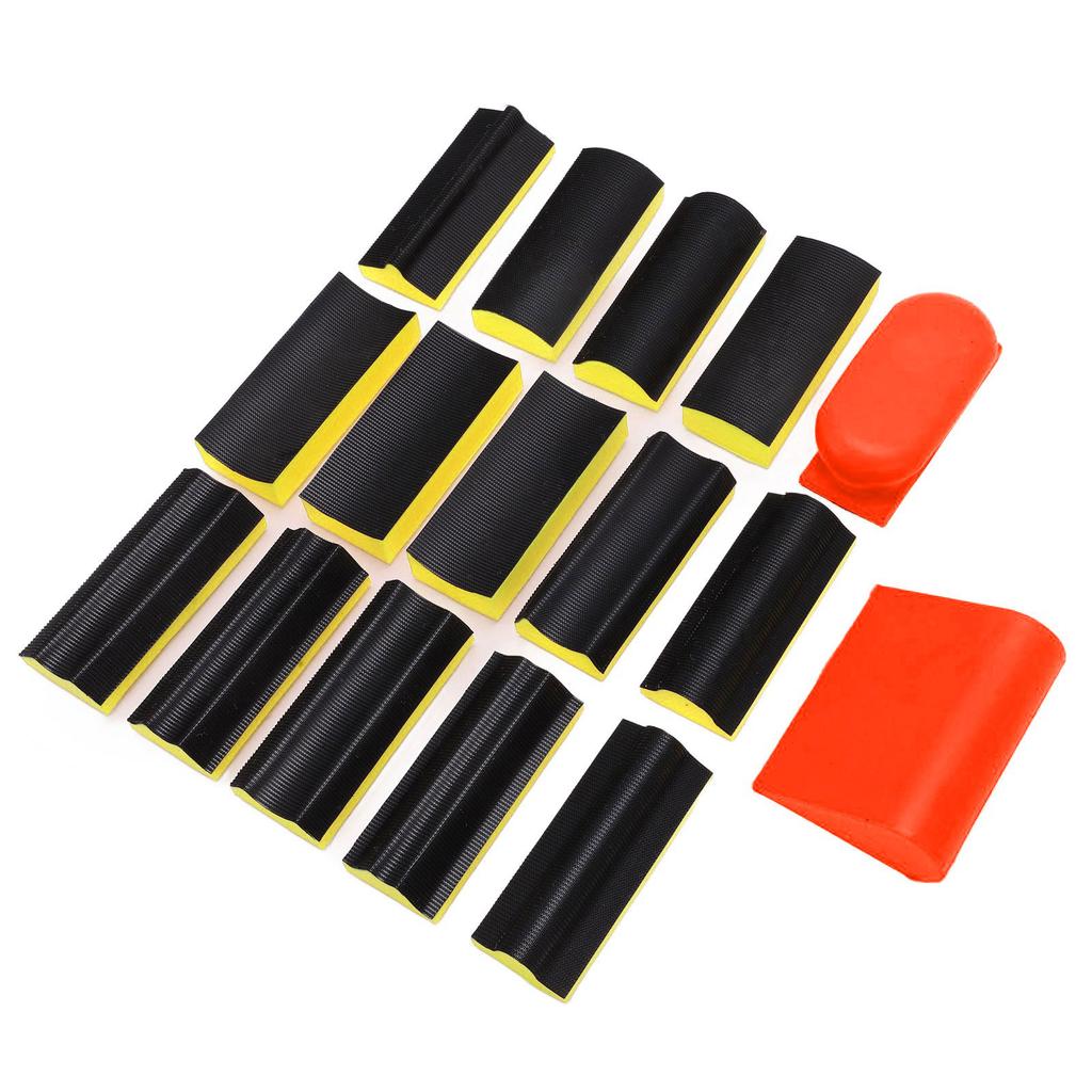 16 шт. Ручные шлифовальные блоки Самоклеящийся Паз Изогнутая поверхность Полировальный блок для деревообработки