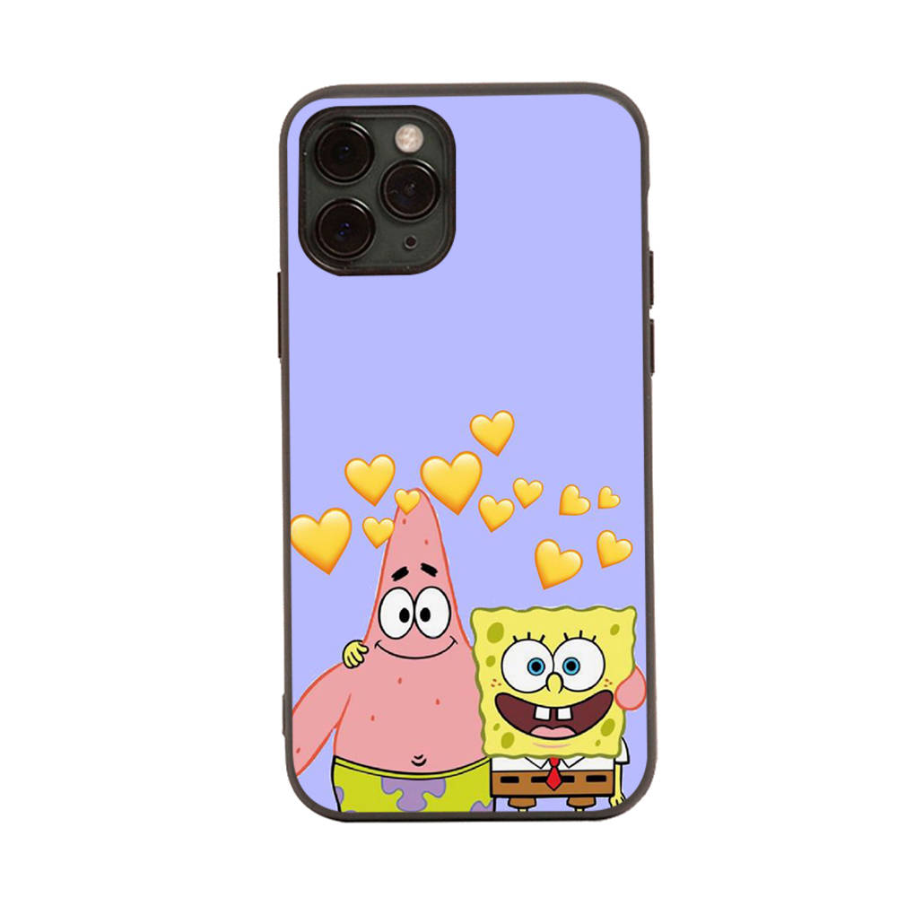 PB10 SpongeBob and Patrick Black Sofe Case for OPPO Reno 8 6 5 4 Pro Plus Find X3 A17 A3 A31 A38 A40 A53 A54 A55 A74 A76 A78 A77 A80 A94 A95 A96 Lite