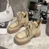 Footwear Platform Booties with Laces Women's Ankle Boots Combat Lace-up Short Shoes for Woman Punk Style Chunky Biker Trend 2024