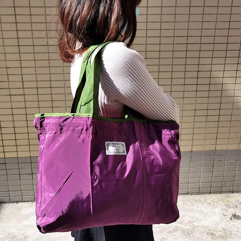 Bag Large Capacity Solid Color Women Shopping Bag Korean Shoulder Bags Foldable Storage Bag