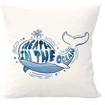 Home Decor Ocean-Inspired Whale & Octopus Throw Pillows Pattern Cushion Cover Suitable For Sofa Bedroom Car Pillow Cover