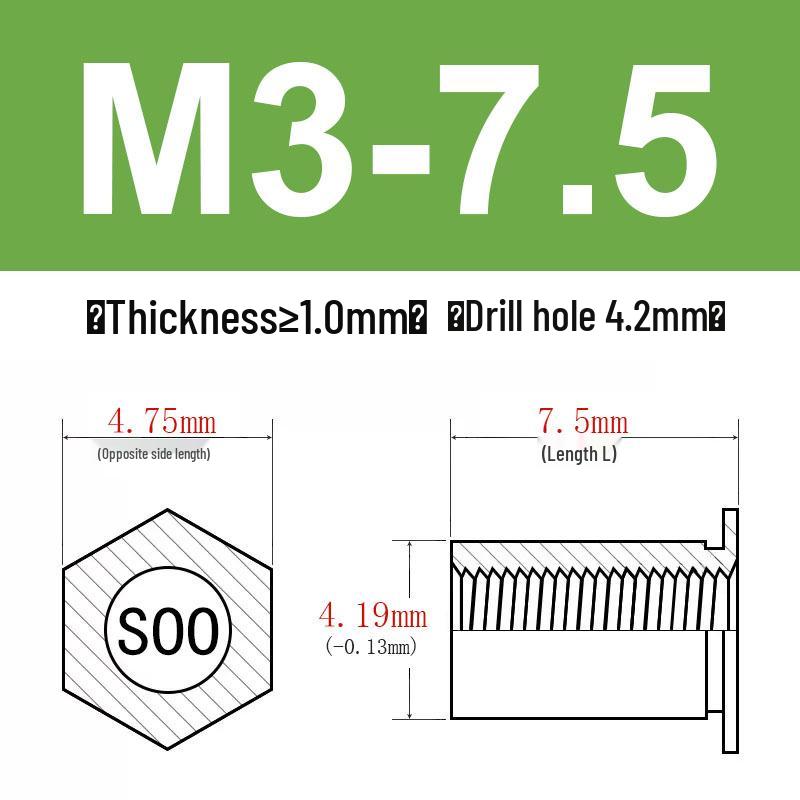 Шестигранные Заклепочные Гайки-Болты M2-M8, Резьбовой Стержень с Цилиндрической Головкой