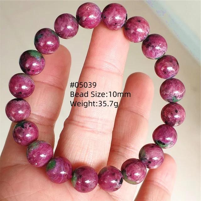 Natural Ruby Round Beads Tungsten Classic Strand Bracelet Jewelry Rare Red Watermelon Ruby Zoisite Unisex Party AAAAAAA