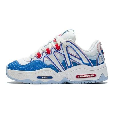 Li Ning CF Yu 2.0 Mars Толстая подошва Увеличивающая высоту Амортизирующая универсальная обувь для хлеба Низкая повседневная обувь Унисекс кроссовки Белый Синий AGCS309-3