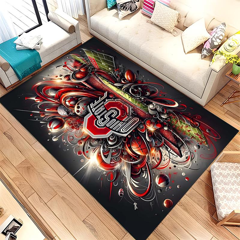 Ohio State Buckeyes (19) Rug Suitable For Living Rooms Bedrooms Computer Rooms Dining Areas And Placement Under Tables And Chairs Also An Ideal Choice