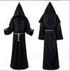 Medieval Monk Robe Renaissance Priest Halloween Cosplay Costumes Wizard Carnival Party Hooded Cloak With Cross Necklace