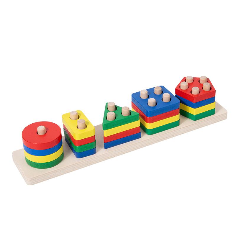 Wooden Sorting Stacking Toy for Toddlers 3Y Stacker Blocks Children Montessori Shape Sorter Toys Educational Matching Puzzles