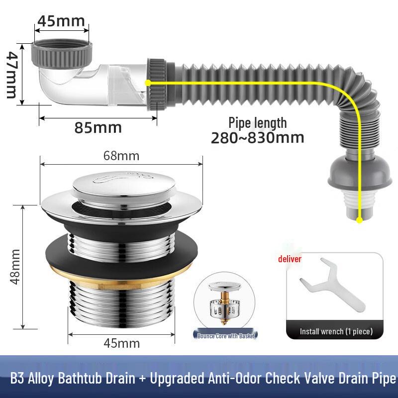 TLXT B3 Alloy Bathtub Pop-up Drain Kit