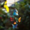 Butterfly Wind Chime Metal Stained Glass Wind Chime Hanging Decoration for Indoor