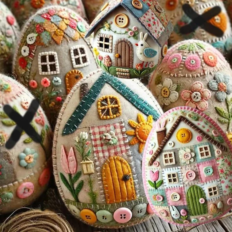 Пэчворк Фетровый Домик-Яйцо Набор для DIY Фетровый Домик-Яйцо на Пасху Домик для Цыпленка Набор для Рукоделия Ручная Вышивка Фетровые Пасхальные Яйца Набор