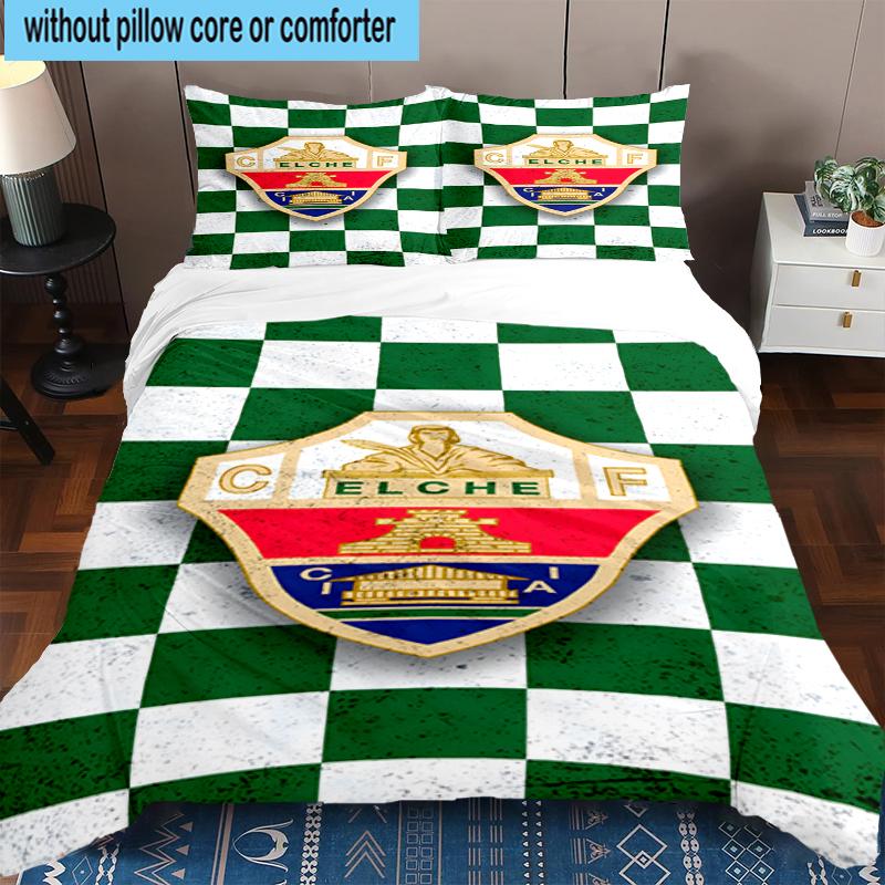 3PCS Football Elche Crest Design Bedding Set,Including 1pc Duvet Cover And 2pcs Pillowcases Perfect for Bedroom, Dormitory, Fan Christmas gift