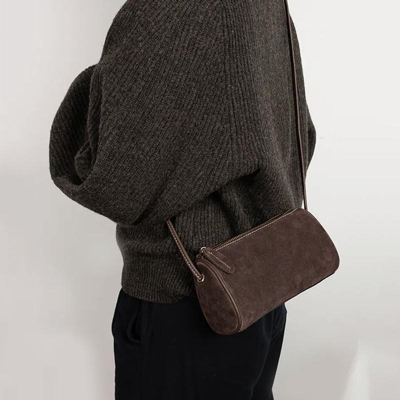 Новая нишевая высококлассная простая и стильная одноплечевая сумка-кроссбоди из матовой полиуретановой кожи, ретро цилиндрическая женская маленькая сумка