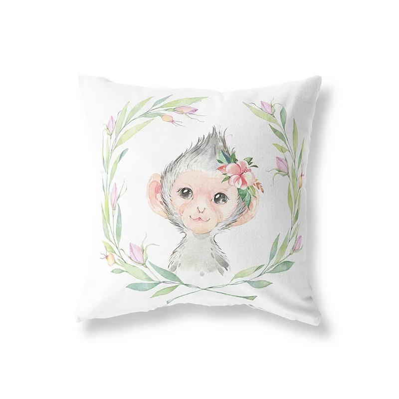 Милый кролик жираф животные декор детской комнаты полиэстер наволочка для подушки диванная подушка украшение дома наволочка для подушки