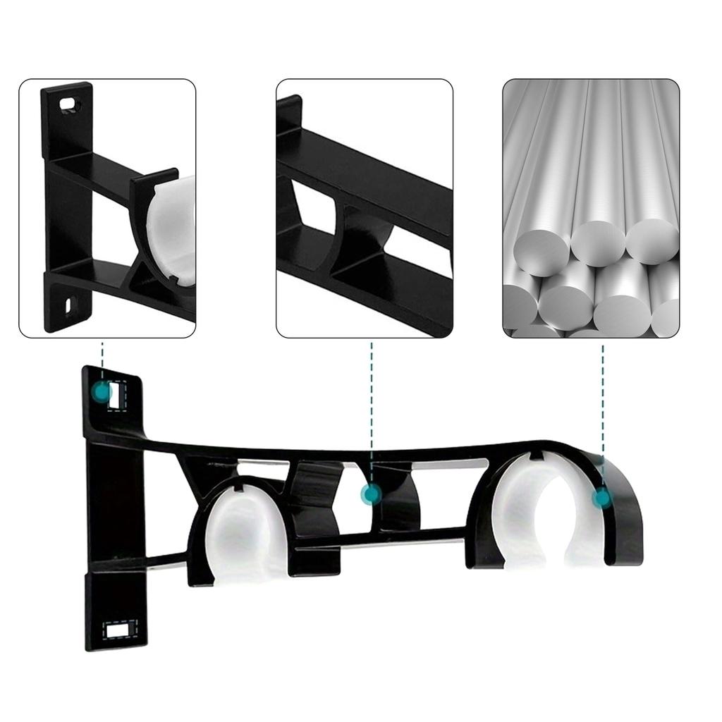 Pack of 6 Metal Double Curtain Rods Holders for 25mm Poles Secure Wall Mount Brackets Drapery Track Rails Brackets Hook