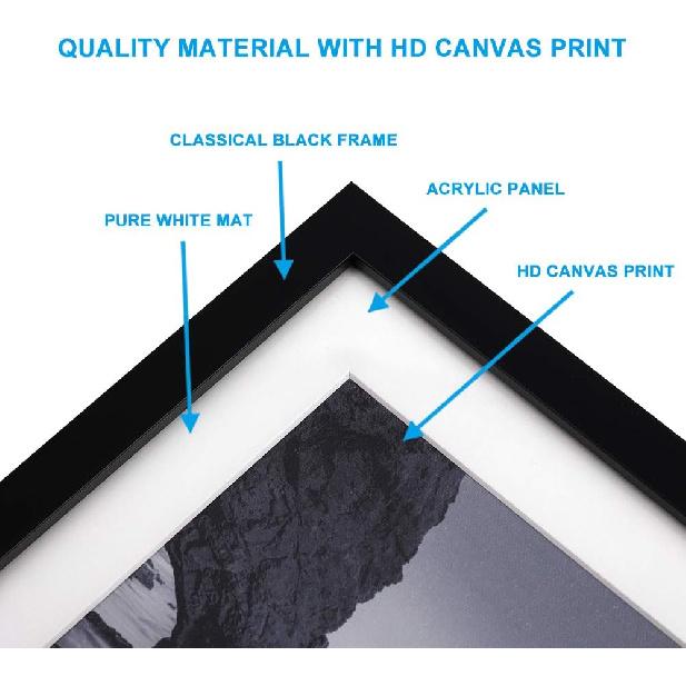 ENGLANT-4 Панели Набор Рамки Холст Печать Пейзаж Пляж и Лодка Восход Сцены Черно-белый Giclee Холст Печать Настенное Искусство Готово к Повешению
