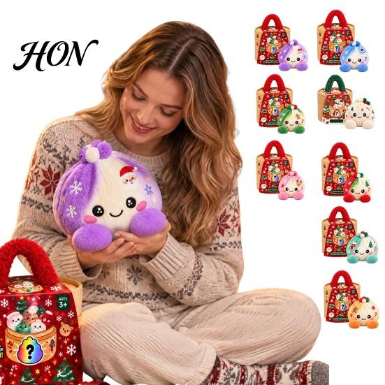 Plush Cartoon Dumpling Toy Christmas with Steamer, Stress Relief Stuffed Decoration Squeeze Toy, Steamed Bun Plushie for Holiday Soft