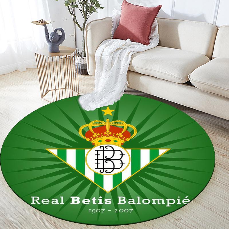 Круглый ковер с узором Real Betis Balompié, Ковер для гостиной, спальни, игровой комнаты, Нескользящий коврик для пола, Праздничные и Подарок на день рождения.