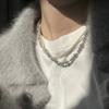 Bilayer Pearl Wrapped Double-layer Necklace Alloy/Titanium Steel Double Layered Necklace Woman