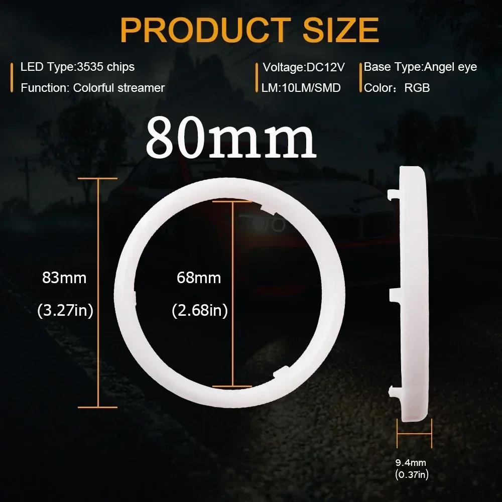 2PCS 12V 24V DC LED Angel Eyes Cotton Lights with Turn Signal Lights APP Bluetooth RGB DRL Halo Rings For Car Scooter Headlight