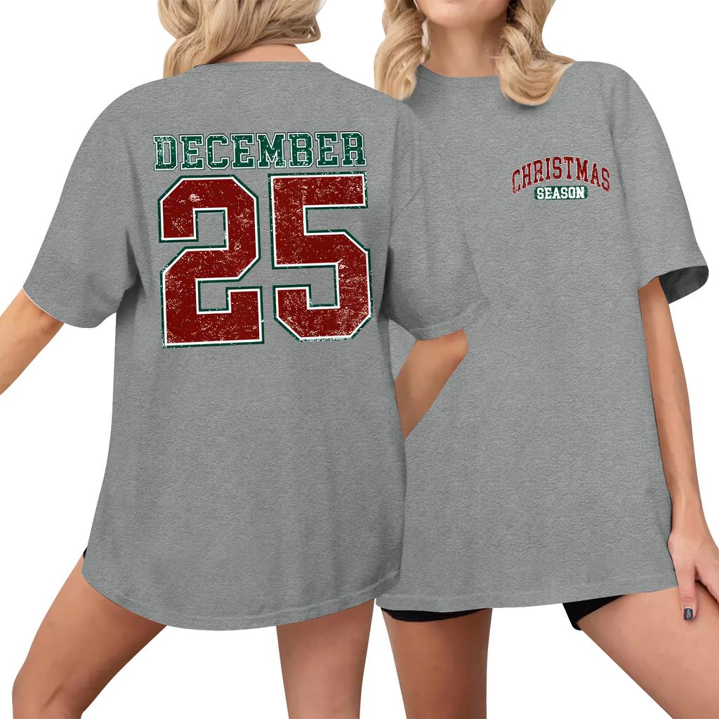 Women's Casual Printed T-Shirt Round Neck Pullover Short Sleeve Top