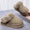 Мода меховая платформа замша женские тапочки балетки мюли плюшевые хлопковые туфли высокие каблуки сандалии с открытой пяткой зима 2025 тренд zapatos mujer