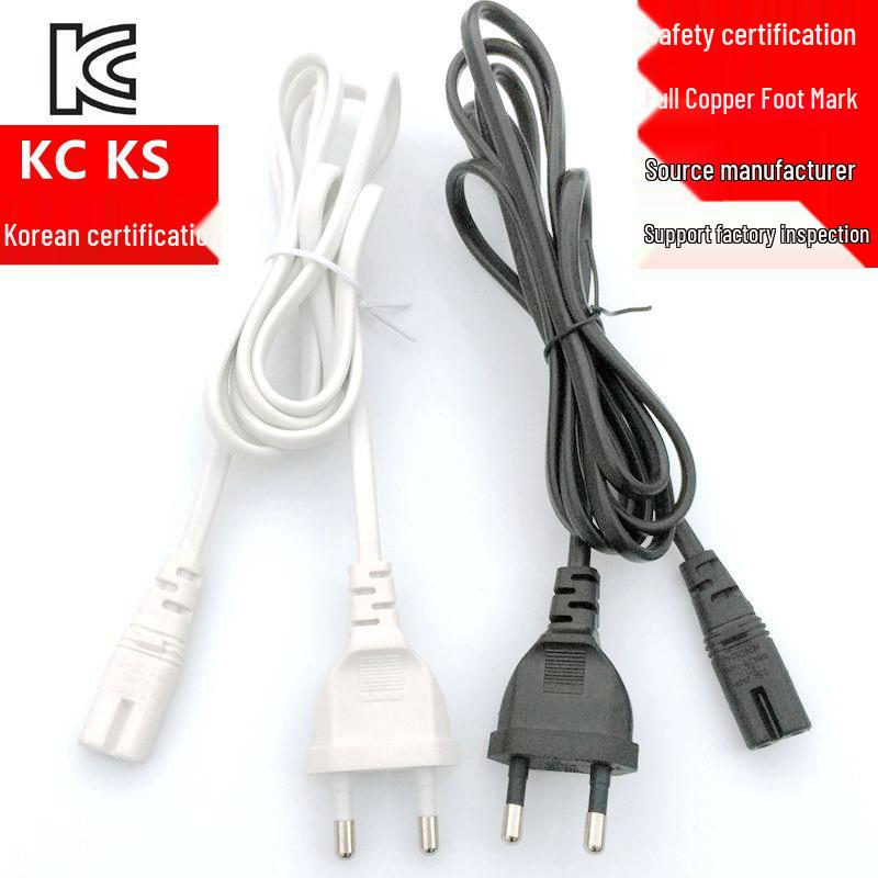 KC Certified Korean Two-Pin Power Cord, KS Standard, Plug Type C17