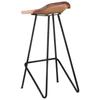 Bar Stool Set 4 Pieces Brown Genuine Leather