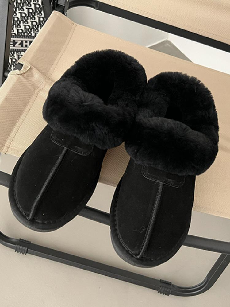 Женские снегоступы 2025 зима новые студенческие флисовые утолщенные на одну педаль короткие утолщенные теплые шерстяные хлопковые ботинки женские