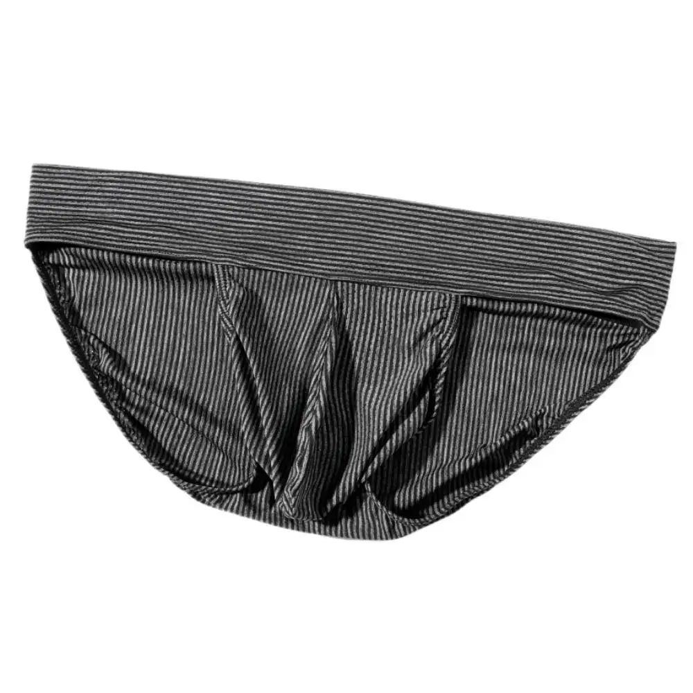 Мужское сексуальное полосатое эластичное нижнее белье, комфортные дышащие облегающие трусы, облегающие разноцветные брифы