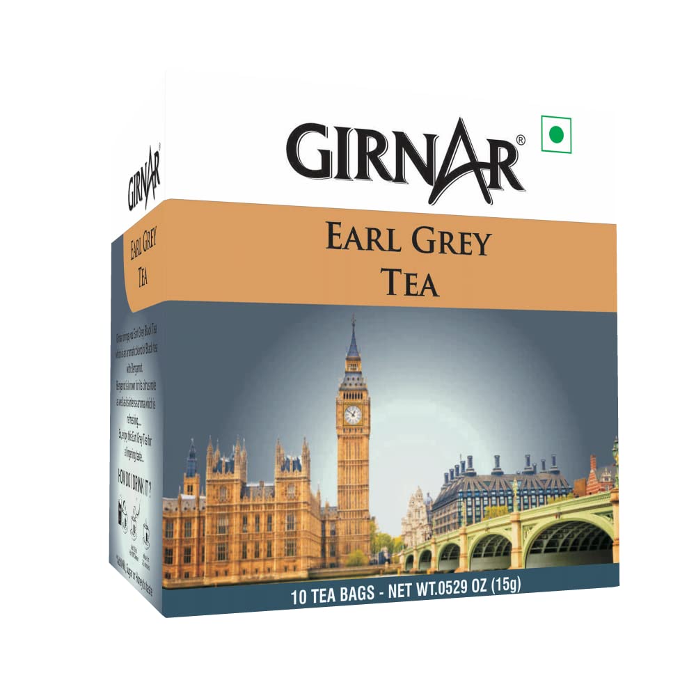 Чайные пакетики Girnar Earl Grey Черный с Бергамотом В индивидуальной фольгированной упаковке Премиальный Аромат Классический Ежедневный Заварка Упаковка 1 10 чайных пакетиков