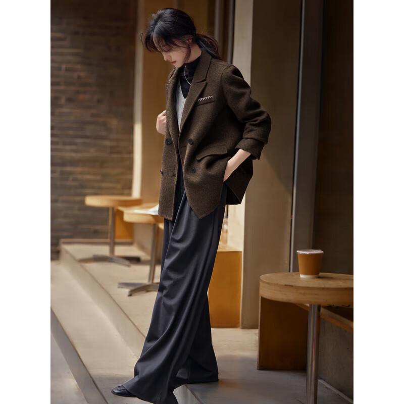 Mohan Yimei Women's Loose Fit Double-Sided Wool Blazer