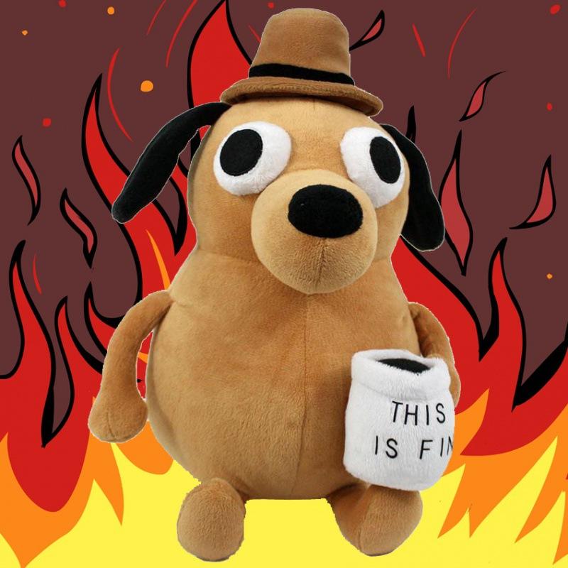 25 см Мем This Is Fine Собака Кофе Плюшевая Игрушка Мягкая Набивная Кукла Животные Детская Игрушка Подарок Для Детей Мальчика День Рождения