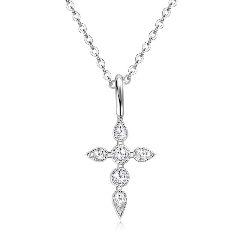Silvere Glam Европейский и американский стиль легкой роскоши Подвеска с муассанитом крестом Нишевый дизайн Подвеска из чистого серебра S925 Модный аксессуар