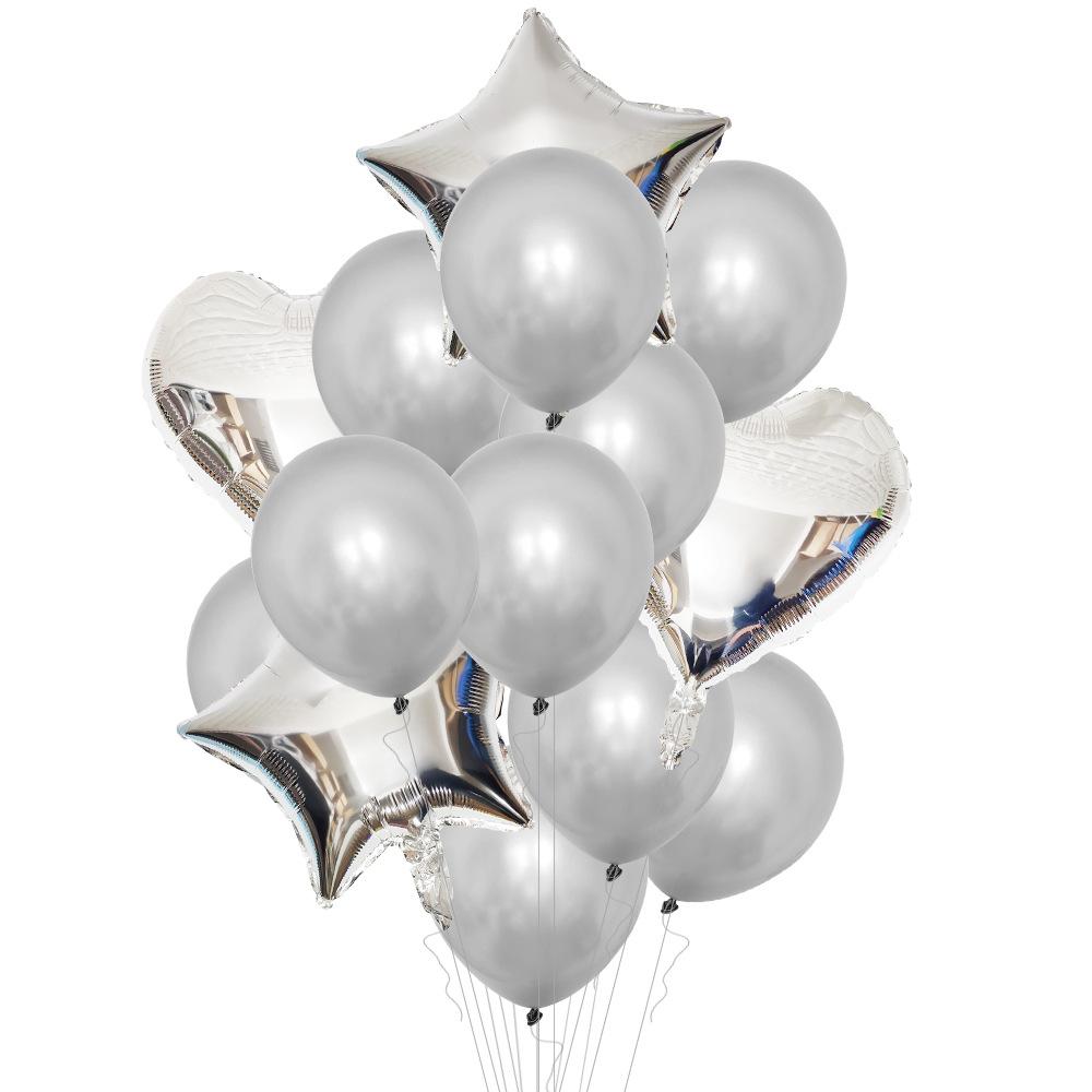 Champagne Gold Love Pentagram Aluminum Film Balloon Pearlescent Latex Balloon Combination Set