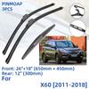 3PCS For Lifan X60 2011-2018 26" 18" 12" Front Rear Wiper Blades Windshield Windscreen Window Cutter Accessories 2012 2013 2014 2015 2016 2017 2018