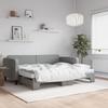 VidaXL Daybed with Trundle and Mattress Light Grey 90x190 Cm Fabric 3196844