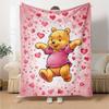 Pooh Bear Valentine'S Day Flannel Blanket Super Soft Warm Cozy Blanket For Sofa Bed Office Travel Allseason Home Decor Gift