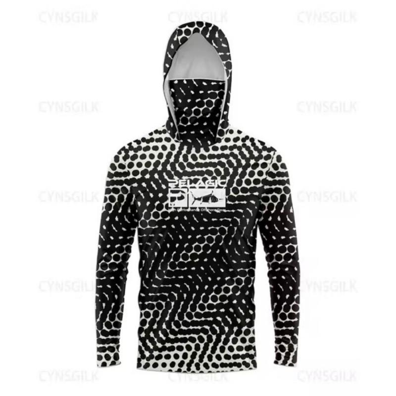 Mens Long Sleeve Hooded Fishing Shirt UPF 50 UV Protection Quick Dry Breathable Outdoor Performance Top