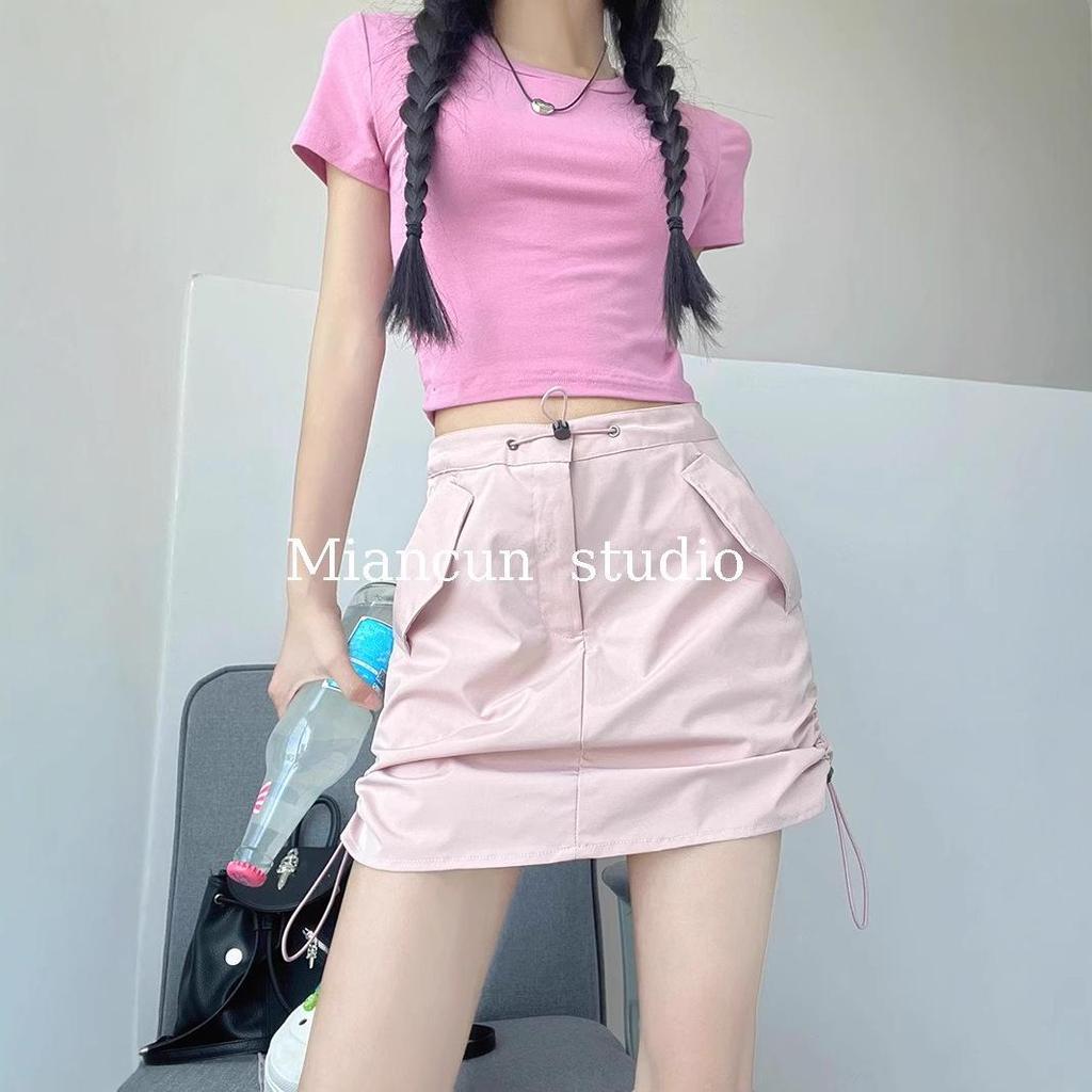 Юбка мини в стиле Y2K City Cool Girl ретро: Женская юбка с запахом на бедрах, на кулиске, приталенная, с высокой посадкой, летний дизайн для работы