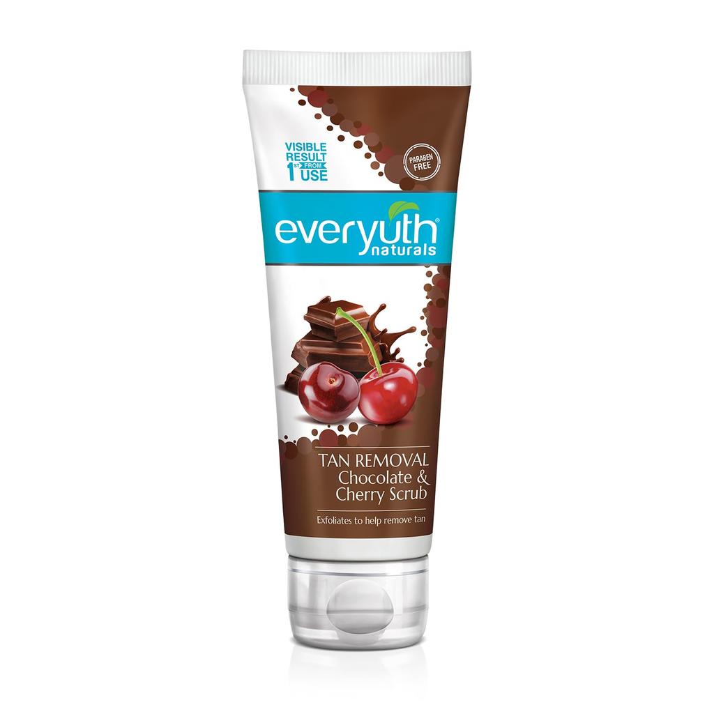 Everyuth Naturals Tan Removal Chocolate & Cherry Scrub|D tan, Detoxify & Cleanse | For Oily, Dry, Normal, Combination & Sensitive Skin - 100g