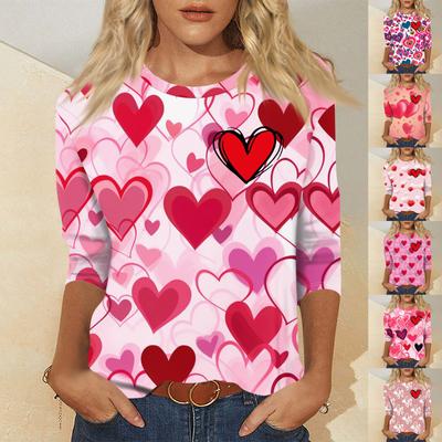 Женский модный и повседневный свитер с рукавом семь четвертей и принтом ко Дню святого Валентина