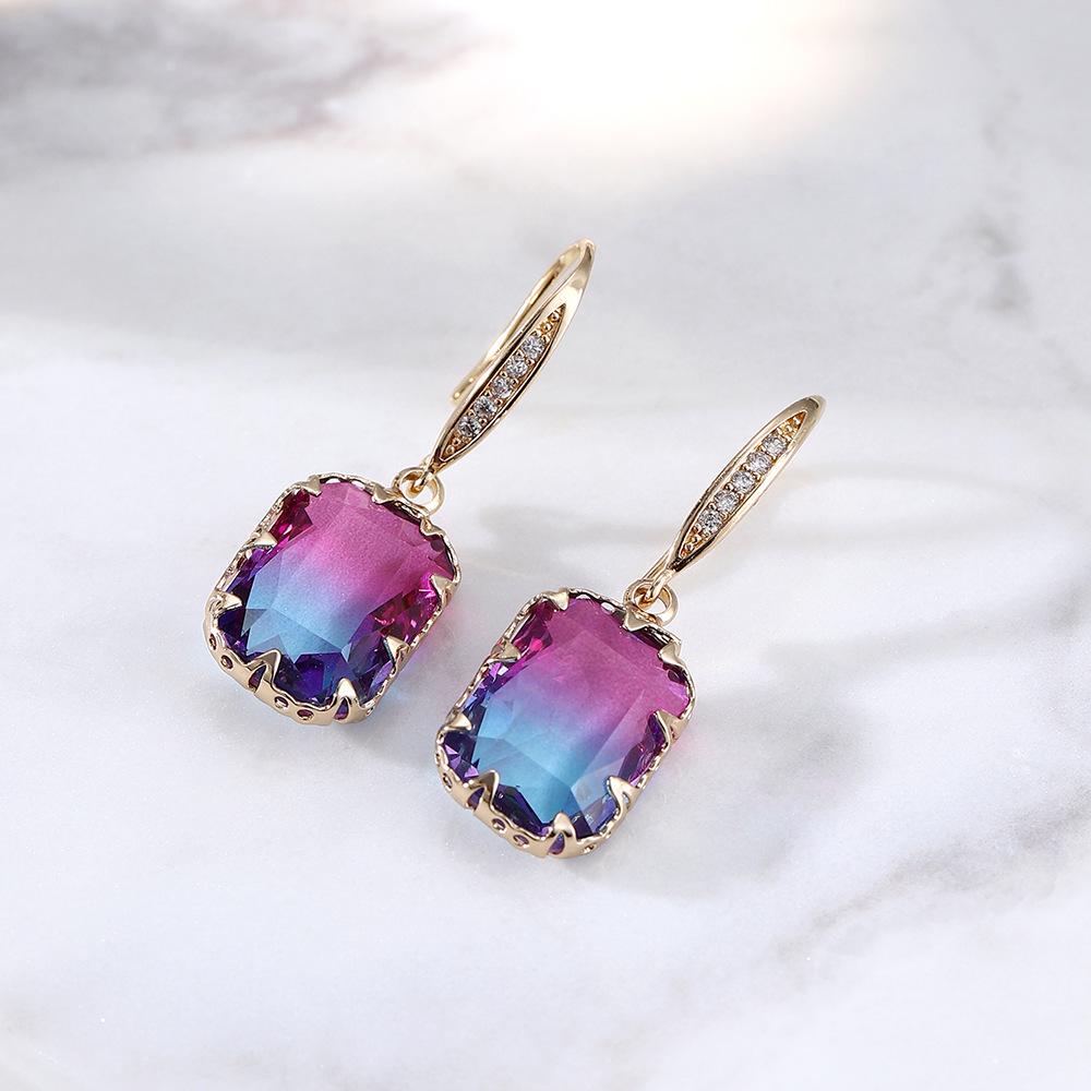 Европейские и американские модные серьги с цирконием и фиолетовым турмалином