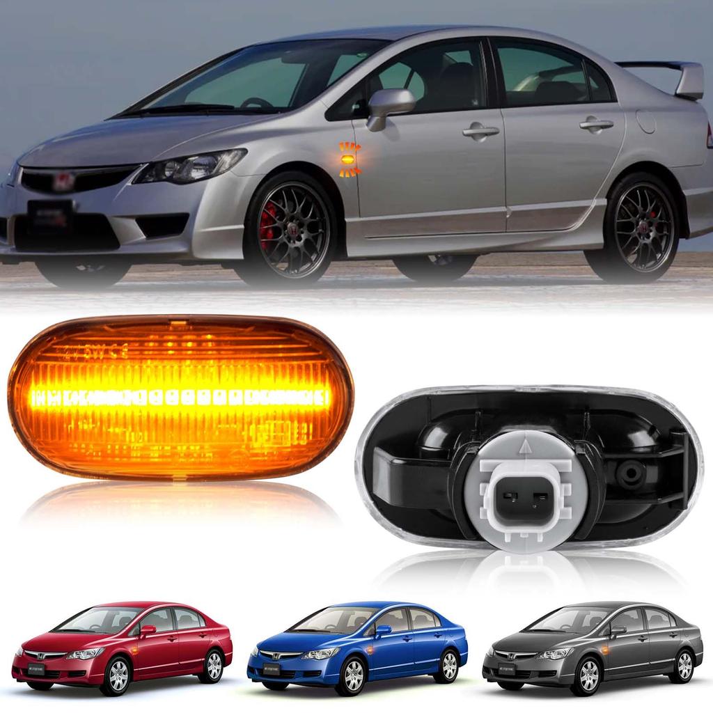 NEIFILES Civic 4D Civic Hybrid LED Side Marker Turn Signal Lamp Genuine Part Number Honda Fender Marker Inspection Full Set of Clear Unit,