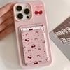 Чехол для телефона с карманом для карт для iPhone 17 16 15 14 13 12 11 Pro Max Plus X XS Противоударный с узором красной вишни Мягкий силиконовый чехол