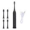 Electric Toothbrush IPX7 Waterproof 6 Modes Rechargeable Automatic Tooth Brush with 4 Heads Black