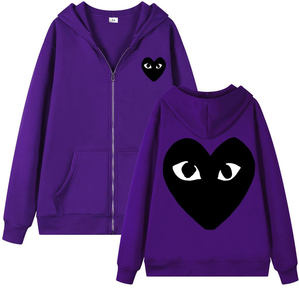 Мужская зимняя бархатная толстовка с принтом-сердцем и молнией - Модный и универсальный свитшот