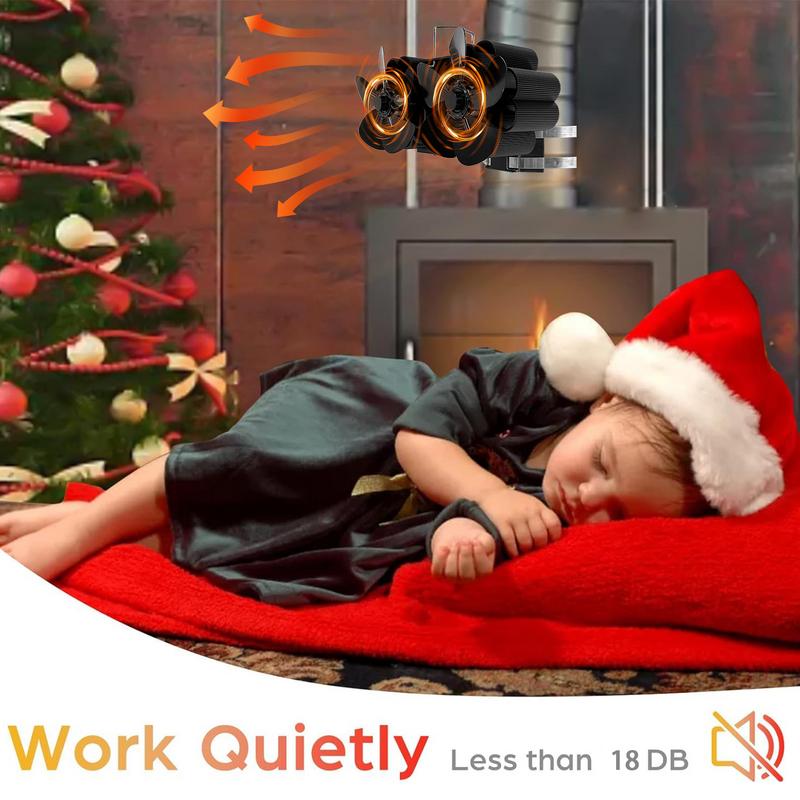 Вентилятор для дровяной печи 12 лопастей Вентиляторы для печи Работающие от тепла Вентилятор для печи с питанием от тепла Черный Вентиляторы для камина с питанием от тепла Вентиляторы для варочной панели SF707T Вентиляторы для камина