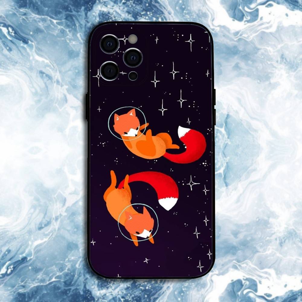 Милый чехол для телефона с лисой для iPhone 17, 16, 15, 14, 13, 12, 11 Plus, Pro Max, Мягкий силиконовый черный чехол