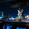 Easter Bunny Ornament 2D Flat Acrylic Bunny Car Rearview Mirror Charm Cartoon Bunny Egg Hanging